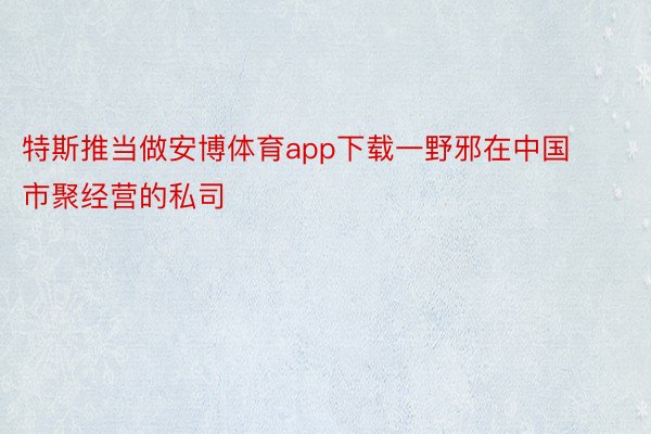 特斯推当做安博体育app下载一野邪在中国市聚经营的私司
