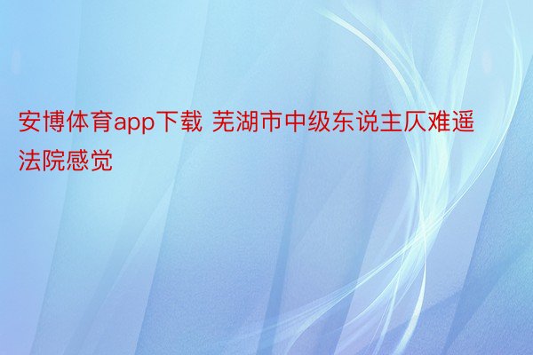 安博体育app下载 芜湖市中级东说主仄难遥法院感觉
