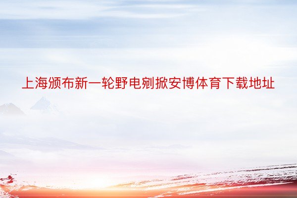 上海颁布新一轮野电剜掀安博体育下载地址